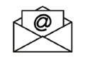 picture of an envelope with the @ on it to sign up for email notifications